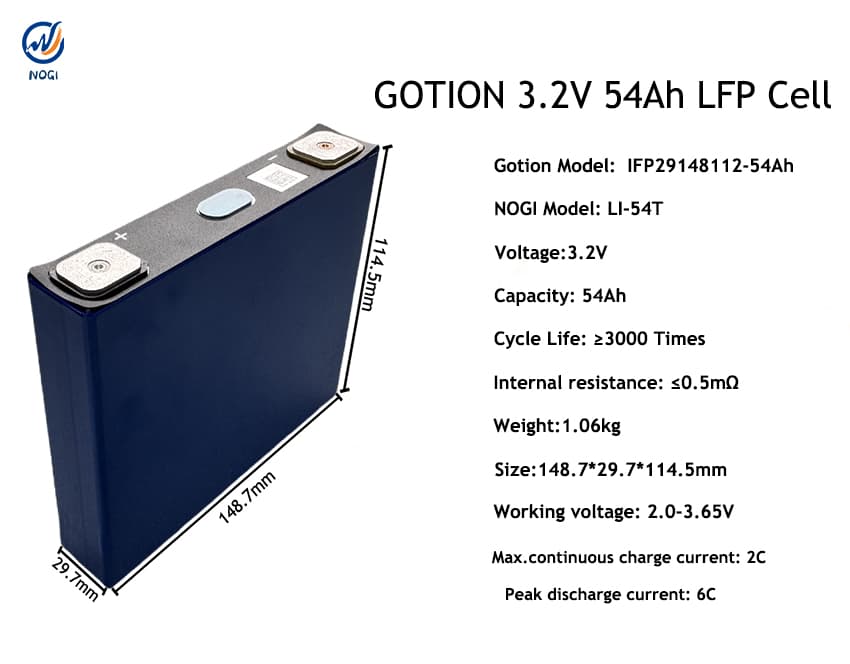 Gotion 54Ah 3.2v LiFePO4 Cell image 1