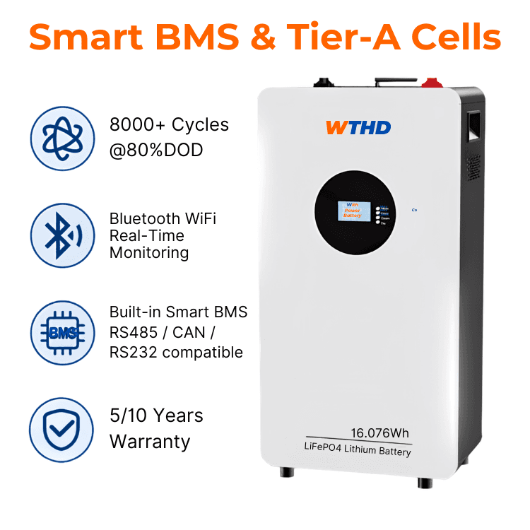 WTHD 16kWh 51.2V 314Ah LiFePO4 Battery Pack image 1